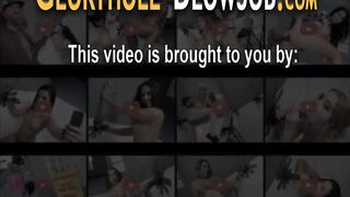 Watch this curvy MILF give a hot interracial gloryhole handjob and blowjob