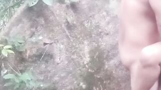 Blonde with huge tits and a sexy ass takes a hard pounding under the forest's canopy
