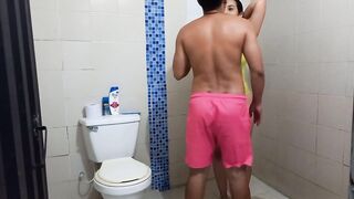 Cheating wife gets creampied after hot argument with ex-boyfriend ends in a steamy bathroom fuck