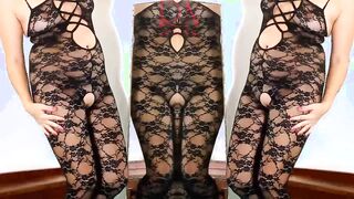 Two Young Models Dazzle in Elegant Black Mesh Lingerie