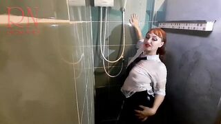 Steamy Shower Tease: Watch Her Clothes Get Soaked