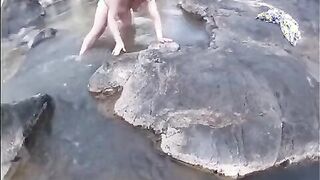 Real & Risky Nude River Swim & Handjob