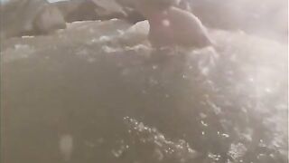 Real & Risky Nude River Swim & Handjob
