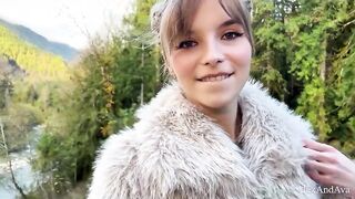 Hot Nympho GF Gives Outdoor Blowjob and Gets Cumshot Facial - Canadian Wilderness - AlexAndAva - 4K