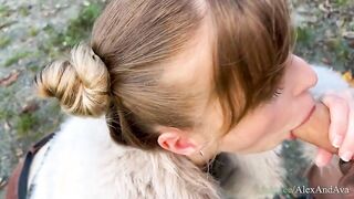 Hot Nympho GF Gives Outdoor Blowjob and Gets Cumshot Facial - Canadian Wilderness - AlexAndAva - 4K