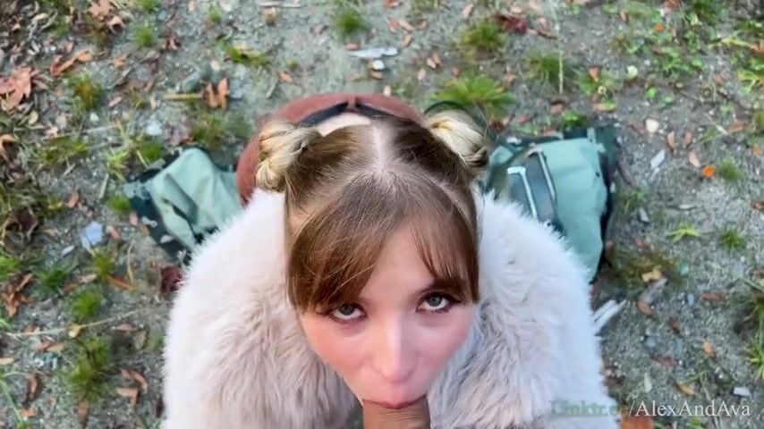 Hot Nympho GF Gives Outdoor Blowjob and Gets Cumshot Facial - Canadian Wilderness - AlexAndAva - 4K