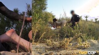 Sweet TEEN gets FUCKED in the ASS by Uniformed Cop on a NUDIST BEACH - Fake Cop