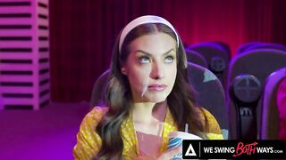 WE SWING BOTH WAYS - Wild Bisexual Threesome With Three Strangers In A Movie Theater