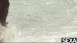 Watch these gorgeous beach babes enjoy passionate lesbian sex