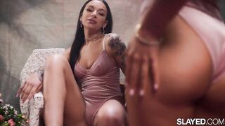 SLAYED Naughty April fucks sweet GF Vanna with a strap-on