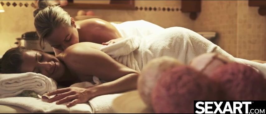 Sensational Sapphic Beauties Indulge in an Oiled Massage Experience!