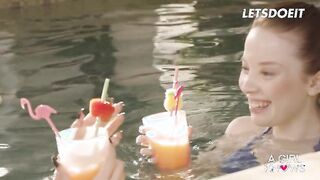 Beautiful Lesbians Lottie Magne & Clara Mia Romantic Sex By The Pool - A GIRL KNOWS