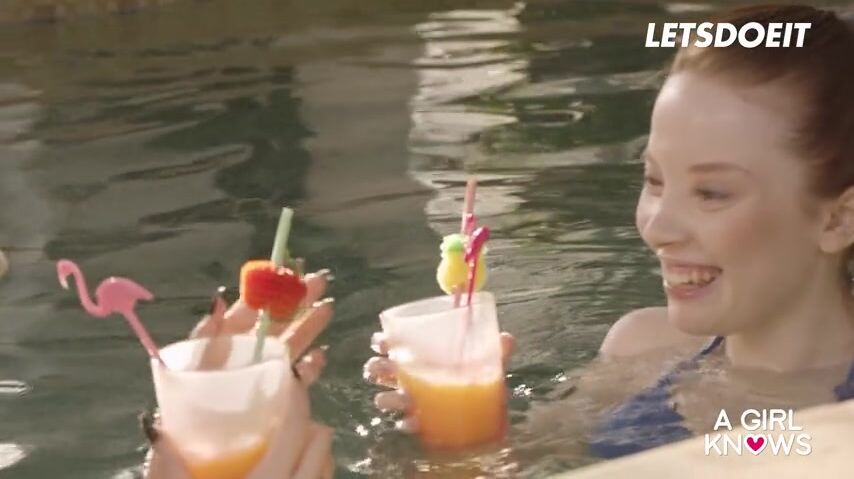 Beautiful Lesbians Lottie Magne & Clara Mia Romantic Sex By The Pool - A GIRL KNOWS