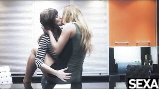 Beautiful lesbians eat each other's wet pussy to intense orgasms