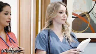 Girlsway Hot Rookie Nurse With Big Tits Has A Wet Pussy Formation With Her Superior