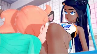 Nessa gets her pussy eaten before getting strapon fucked by Sonia in the shower.
