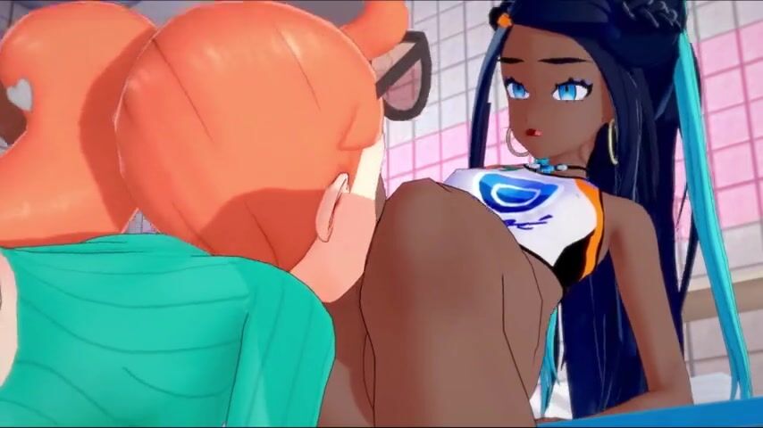 Sonia fucks Nessa in the girls locker room. Gets strapon fucked in the shower.