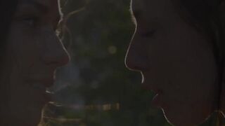Two young & hot college lesbians outdoors running wild and love each other