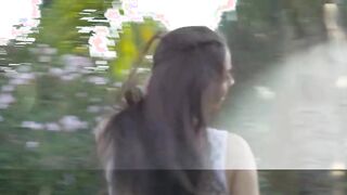 Two young & hot college lesbians outdoors running wild and love each other