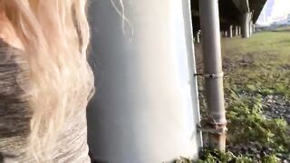 2 hot girls fuck each other in public place