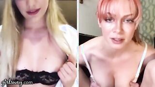 GIRLSWAY Kenna James And Her Boss Masturbate Remotely During The Quarantine