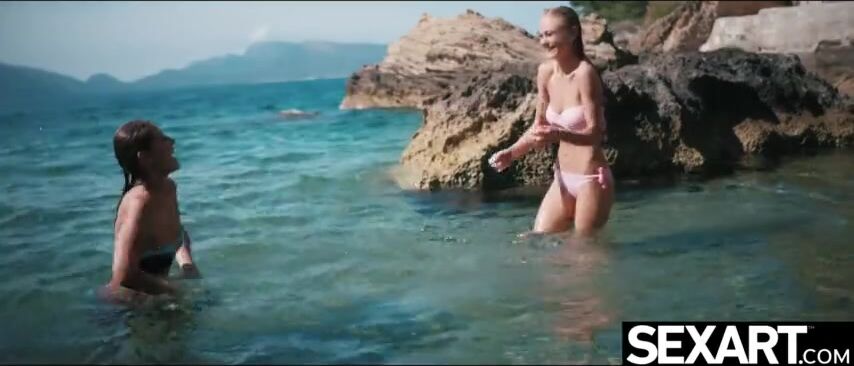 Lesbian scissoring as two stunning girls share explosive orgasms