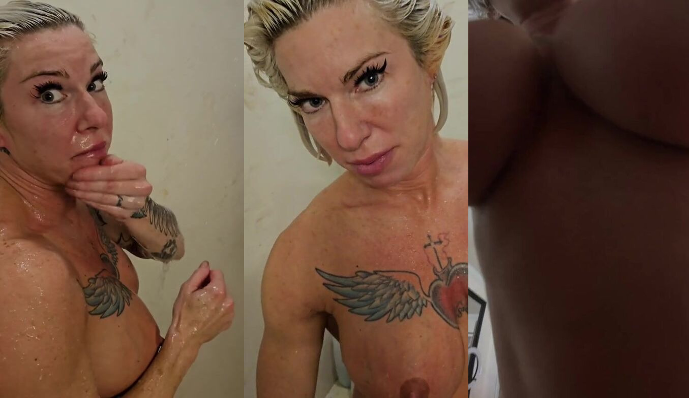Stepson walks in on Miley the Milf showering.