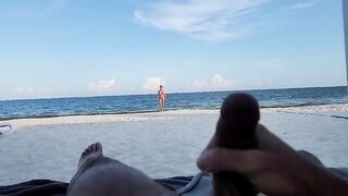 POV: Hot Nude Blonde On Beach Sees My Cock And Cant Resist