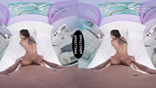 UP CLOSE VR - Hot Stacked Cali Sweets Titty Fucks David Lee's Big Dick Before Riding It Like A Champ