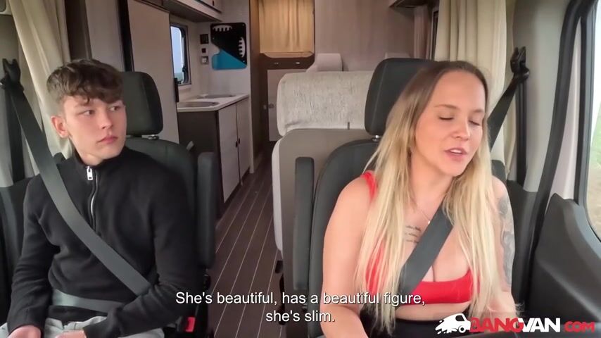 BangVan - Jennifer Mendez feels lonely and horny while riding around in her camper van, when she suddenly notices Tommy Wood walking along the road