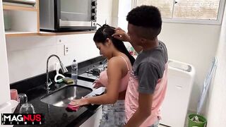 Intense Kitchen Encounter with a Curvy Beauty