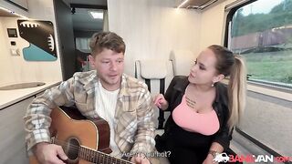 Unexpected Ride: Busty RV Driver Jennifer Mendez Gives Musician Michael Fly a Lift!