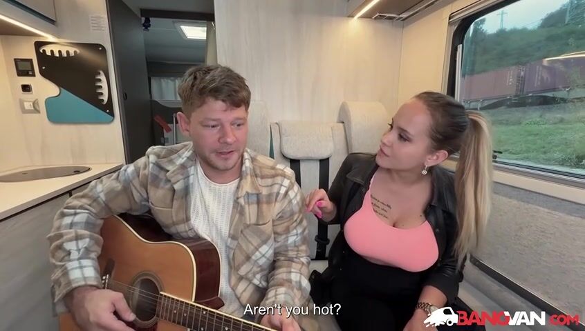 Unexpected Ride: Busty RV Driver Jennifer Mendez Gives Musician Michael Fly a Lift!