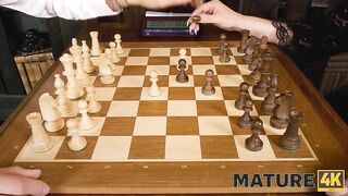 Stunning Redhead in Stockings Tempts Tommy Gold After a Game of Chess
