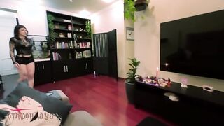 Goth Beauty Gets Creative to Satisfy Her Cravings - Watch Her Wild Sofa Adventure!