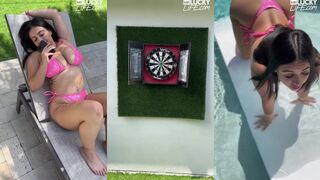 Sizzling Poolside Adventures with a Stunning Brunette Beauty - Must Watch!