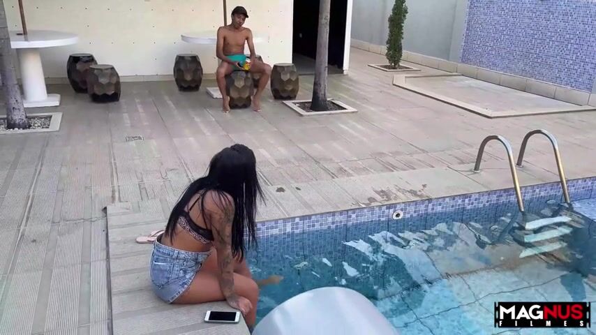 Steamy Poolside Encounter: POV Blowjob with a Big Surprise!