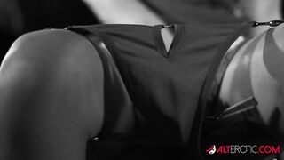 Luna Luxxx's Alluring Black and White Tease: A Sensual Solo Experience