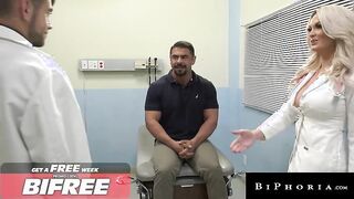 Intense Threesome Experience: Stunning Doctor and Hunky Intern Team Up for a Wild Encounter!
