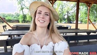 Charming Blonde Adriana's Blind Date Adventure by the River - A Must-See!