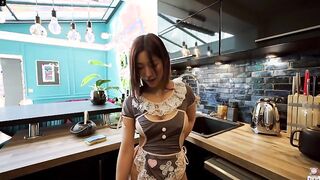 Emiri Momota's Seductive Encounter: POV Kitchen Role Play with Your Sexy Maid