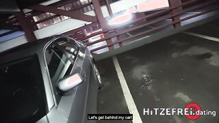 BBW Brunette Fucked in a Parking Garage: Risky Public Sex Adventure