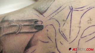 Jay Jay Ink transforms a tattoo with a stunning cover-up on a petite beauty.