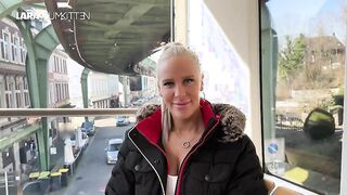 Lara Cumkitten's Wild Ride: Public Suspension Railway Adventure with a Cumshot Surprise