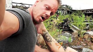 Mia Blow's Steamy Public Encounter with Two Horny German MILFs in an Abandoned Building
