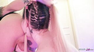 GERMAN SCOUT - Pink Hair Curvy Teen Maria Gail with Saggy Tits at Rough Anal Sex Casting