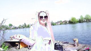 GERMAN SCOUT - Pink Hair Curvy Teen Maria Gail with Saggy Tits at Rough Anal Sex Casting