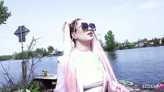 GERMAN SCOUT - Pink Hair Curvy Teen Maria Gail with Saggy Tits at Rough Anal Sex Casting