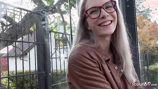 GERMAN SCOUT - Fit blonde Glasses Girl Vivi Vallentine Pickup and talk to Casting Fuck