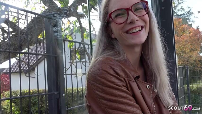 GERMAN SCOUT - Fit blonde Glasses Girl Vivi Vallentine Pickup and talk to Casting Fuck